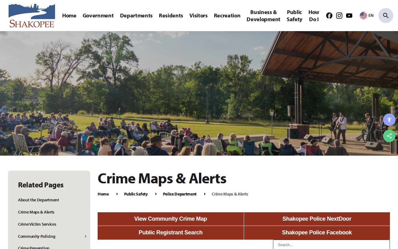Shakopee community crime map resource, not a booking record